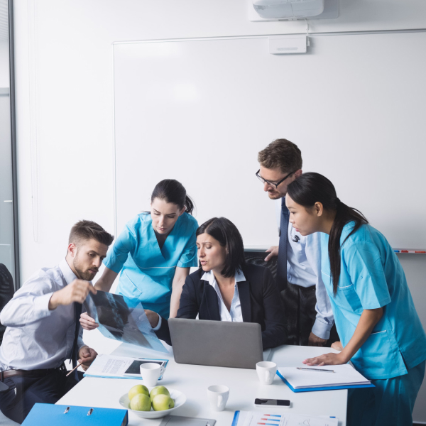 Medical students studying